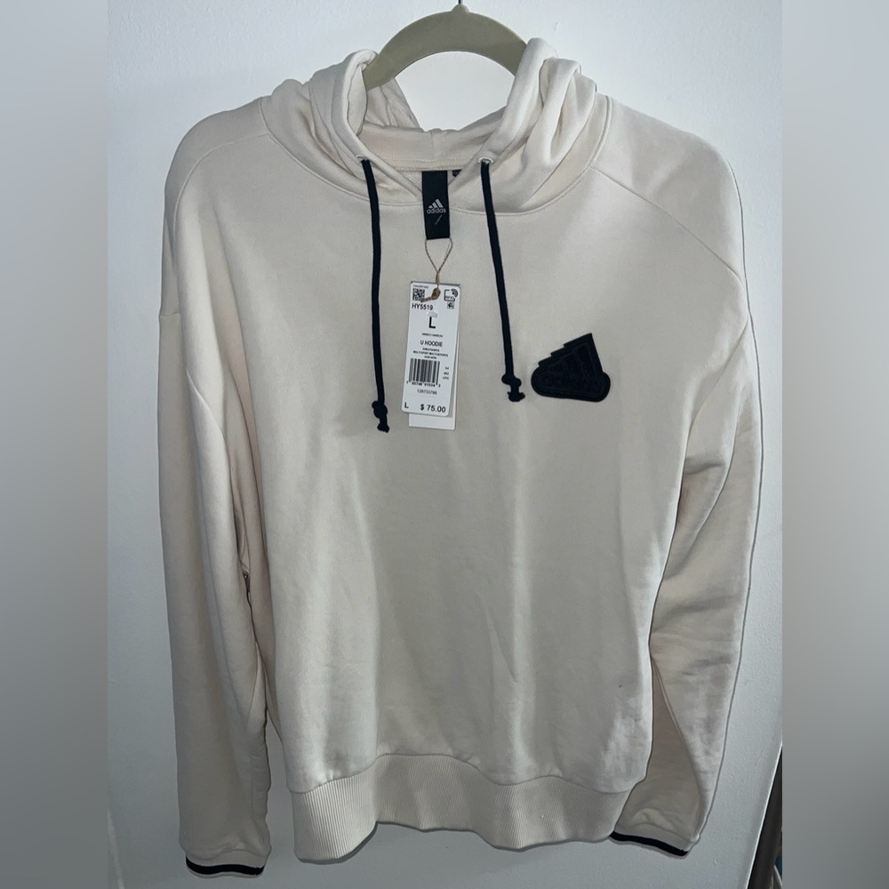 Men’s Size Large Adidas Pullover U Hoodie Chalk White NWT